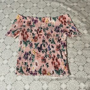 knit works off the shoulder cropped shirt